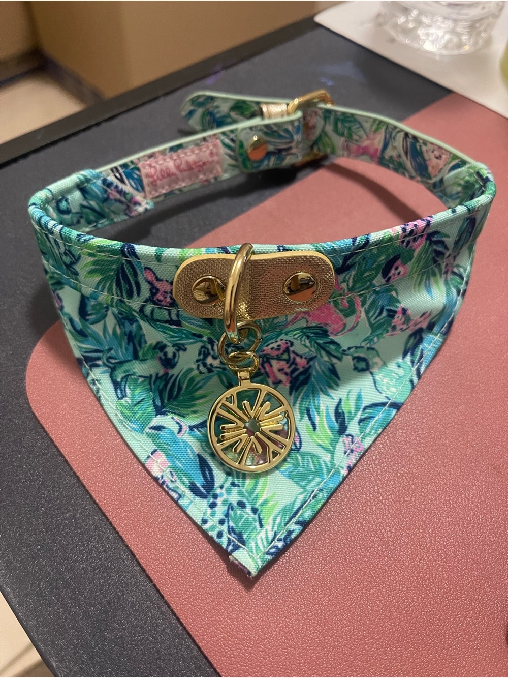 Lilly Pulitzer Small New Dog Collar Floral Teal Never Worn